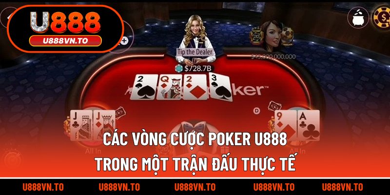 Các vòng cược Poker U888 trong một trận đấu thực tế